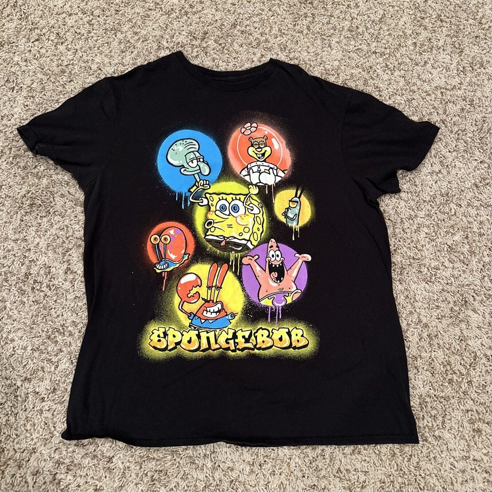 SpongeBob Shirt Graphic Adult Large Short Sleeve Crew‎ Neck Pullover Read